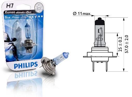 Lampara H7 12v 55w 12972 Blue Vision X1 Philips