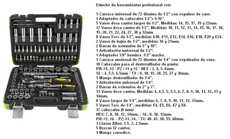 Estuche herramientas de 113 piezas con vasos 12 cantos - JBM