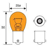 Amolux 143A - LAMPARA STOP 24V 21W BA15S P25 AMBAR