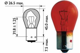 Amolux 300 - LAMPARA STOP 24V 21W BAU15S AMBAR