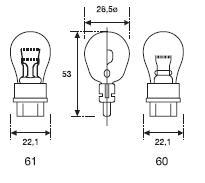 Amolux 61 - LAMPARA STOP 12V 32/3W ESPECIAL USA