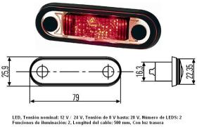 Hella 2XA959790401 - PIL.BALIZ.EMPOTR.ROJO 2 LEDS