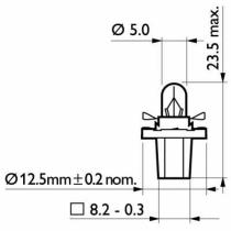  12598CP - LAMPARA WEDGE BAX 8,5D/2 NEGRO CP 12V 1.2W BAX8,5