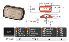 Rinder 881I00 - LUZ DE POS.INCOLORA LEDS 0,5M