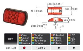 Rinder 881R00 - LUZ POS.ROJA CON LEDS 0,5M