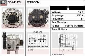 Delco Remy DRA4128 - ALTERNADOR PEUGEOT,CITROEN,LANCIA,F