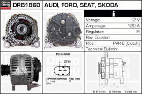 Delco Remy DRB1860 - ALTERNADOR VW,AUDI,FORD,SEAT,SKODA