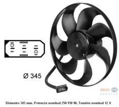 Hella 8EW009144531 - VENTILADOR RAD.VW POLO(6N1)