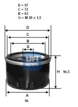 Ufi 2317700 - FILTRO ACEITE RENAULT,DIV.