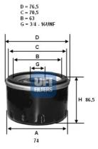 Ufi 2325300 - FILTRO ACEITE TOYOTA,VW