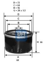 Ufi 2325800 - FILTRO ACEITE MAZDA,SUBARU