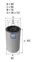  2327400 - FILTRO ACEITE DAIHATSU,ISUZU