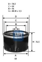 Ufi 2345200 - FILTRO ACEITE HYUNDAI