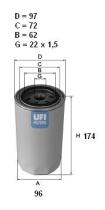 Ufi 2347100 - FILTRO ACEITE IVECO