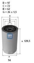 Ufi 2347200 - FILTRO ACEITE HYUNDAI,KIA