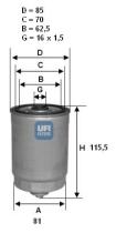 Ufi 2435000 - FILTRO GASOIL ROSC.