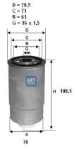 Ufi 2438400 - FILTRO GASOIL ROSC.