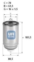 Ufi 2440800 - FILTRO GASOIL ROSC.