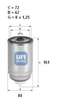 Ufi 2443900 - FILTRO GASOIL ROSC.