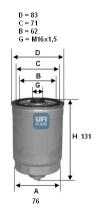 Ufi 2444100 - FILTRO GASOIL ROSC.