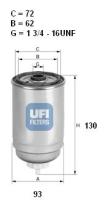 Ufi 2444400 - FILTRO GASOIL ROSC.