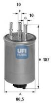 Ufi 2444500 - FILTRO GASOIL ROSC.