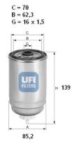 Ufi 2452600 - FILTRO GASOIL ROSC.