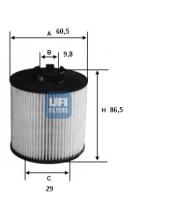 Ufi 2501200 - FILTRO ACEITE ECO CART.