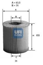 Ufi 2502100 - FILTRO ACEITE ECO CART.