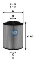 Ufi 2505400 - FILTRO ACEITE ECO CART.