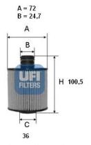 Ufi 2508300 - FILTRO ACEITE ALFA ROMEO,FIAT,LANC