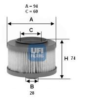 Ufi 2601300 - FILTRO GASOIL ECO CART.