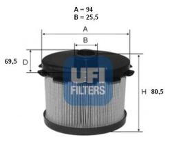 Ufi 2668800 - FILTRO GASOIL CART.