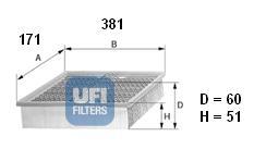 Ufi 3091100 - FILTRO AIRE PANEL