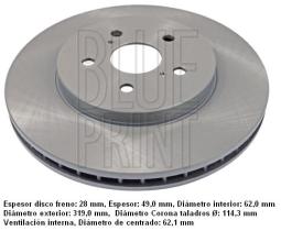 Blue Print ADT343192 - DISCO DE FRENO TOYOTA PKW