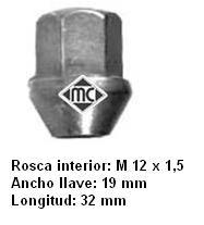 Metalcaucho 05306 - TUERCA RUEDA FORD CONNECT