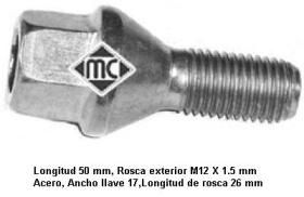 Metalcaucho 05438 - TUERCA RUEDA RENAULT LLAVE DE 17MM
