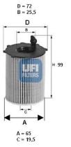 Ufi 2512800 - FILTRO ACEITE FIAT,LANCIA