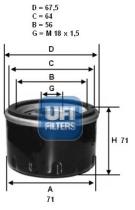 Ufi 2358500 - FILTRO DE ACEITE