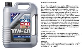 LIQUI MOLY 2184 - ACEITE 10W40 MOS2 LEICHTLAUF 5 LITROS