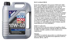 LIQUI MOLY 2184 - ACEITE 10W40 MOS2 LEICHTLAUF 5 LITROS