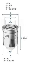 Ufi 2446500 - FILTRO COMBUSTIBLE MITSUBISHI