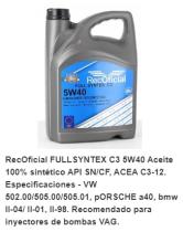 RECAMBIO ORIGINAL REC60075 - ACEITE 5W40 FORMATO 5 LITROS