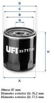 Ufi 2371700 - FILTRO ACEITE AUDI,SEAT,SKODA,VOLKSWAGEN
