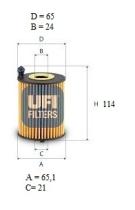 Ufi 2525300 - FILTRO AUTO_LV ACEITE AUDI
